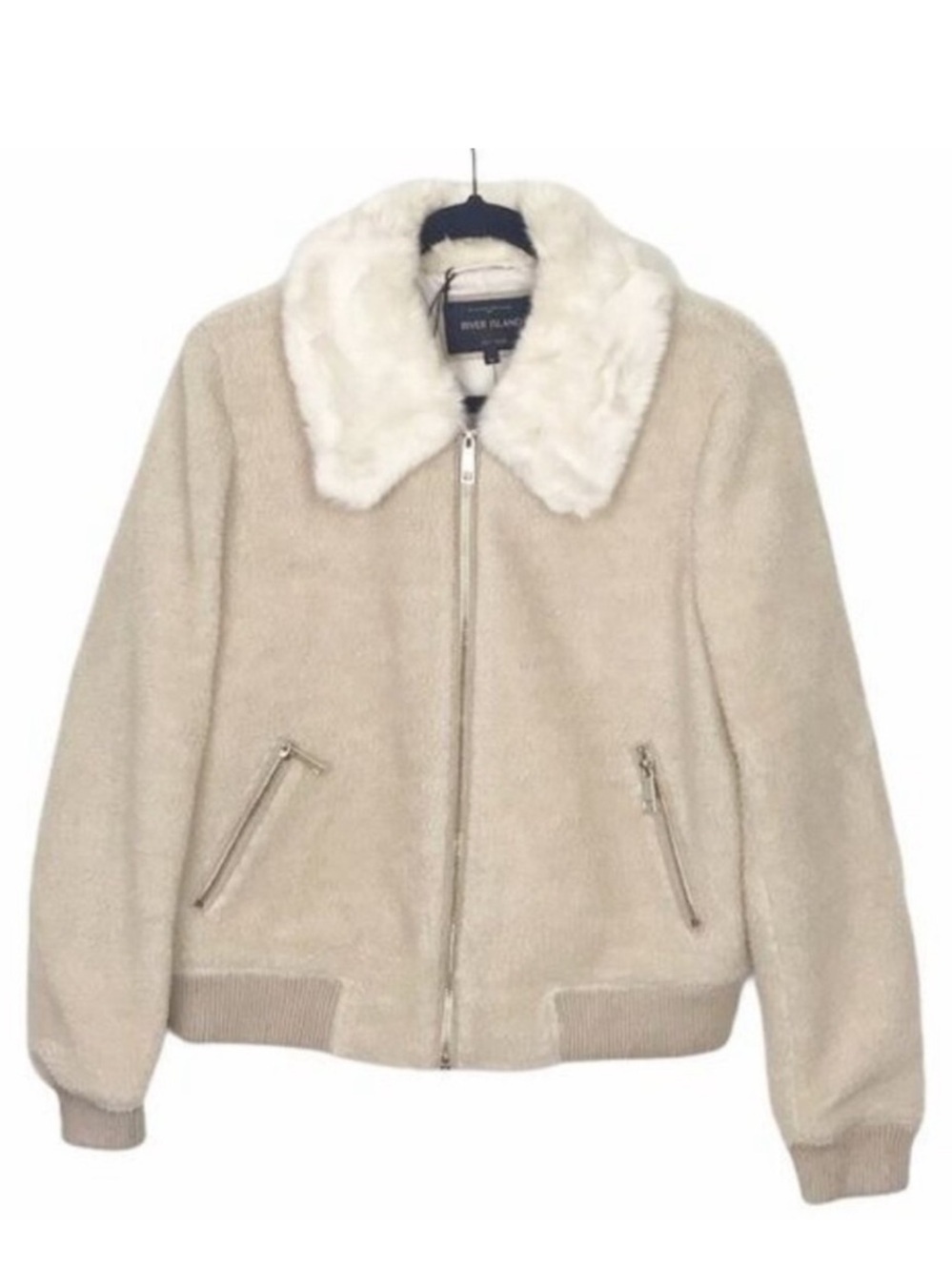 River Island Aristo Punk Teddy Fleece Jacket NWT US 8
